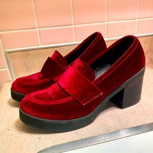 Size 10 ASOS Chunky Heel Velvet Loafers